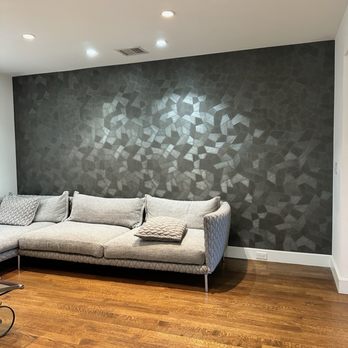 Finished wallpaper feature wall in an elegant interior