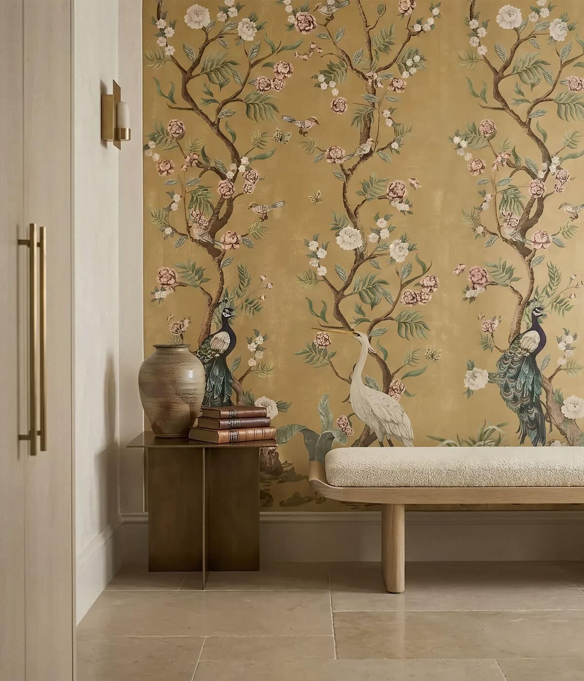 Premium wallpaper feature wall in an elegant interior