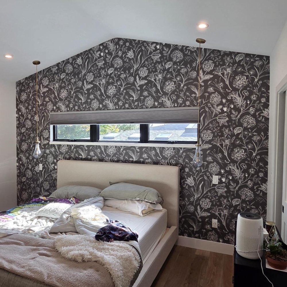 Finished wallpaper installation in a refined room